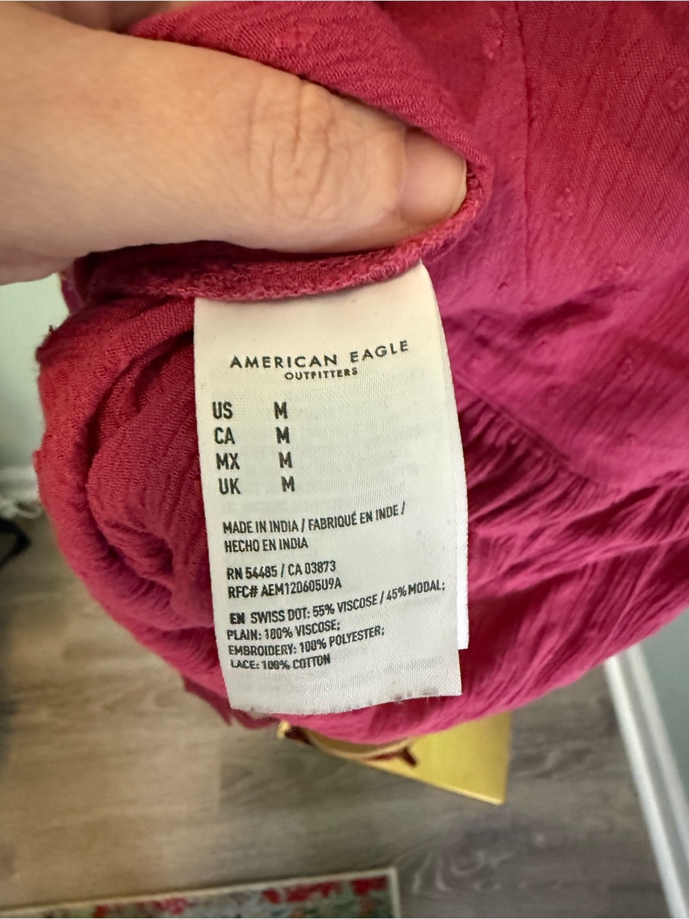 American Eagle Pink Embroidered Peasant Boho Top V-Neck Balloon Sleeve M - Picture 6 of 8